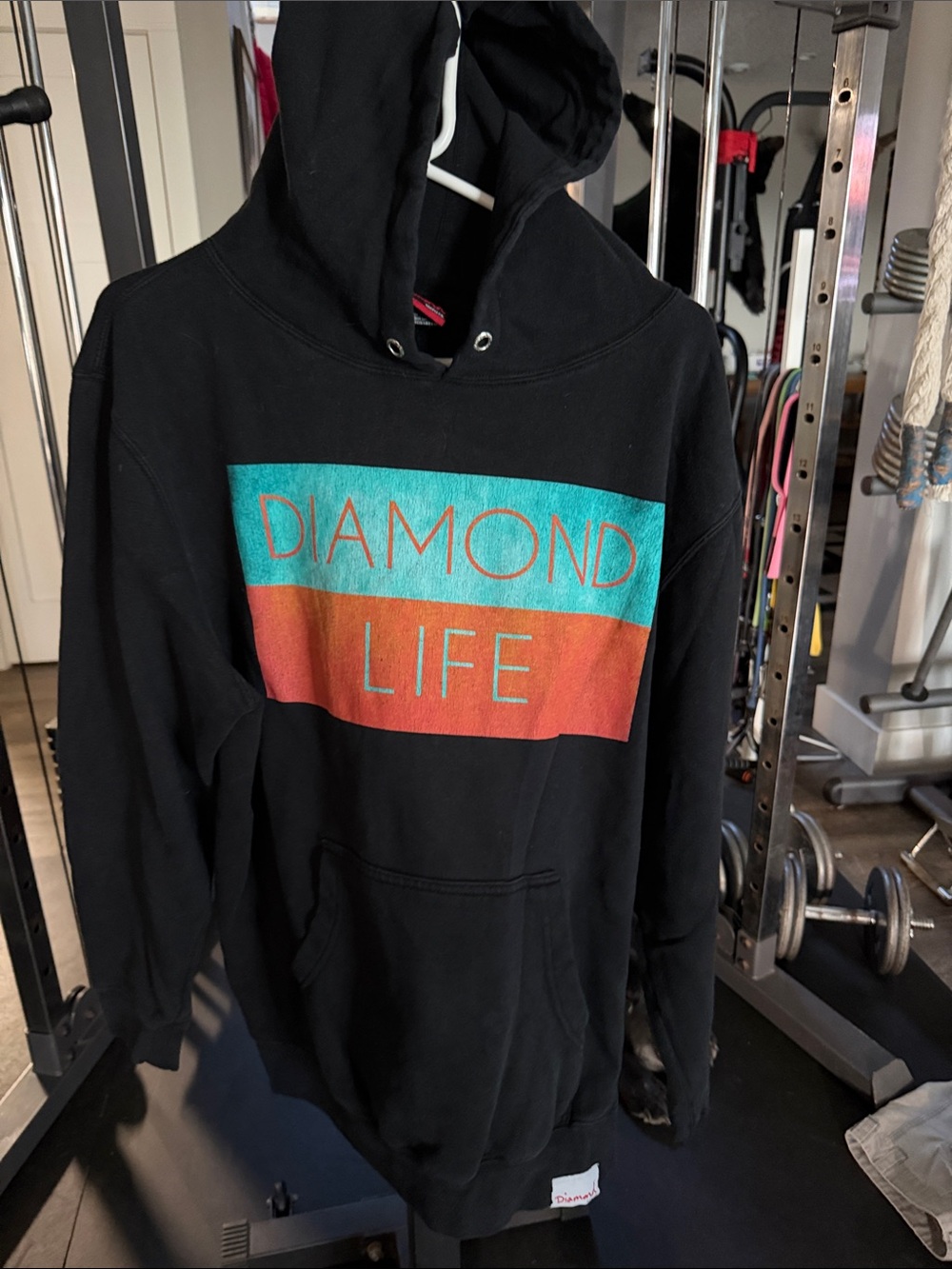 Diamond Supply Co. Black Hoodie with Teal and Orange 'Diamond Life' Graphic